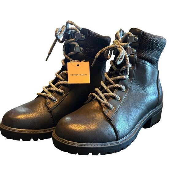 Universal Threads Women's Black Memory‎ Foam Lace-Up Ankle Boots Size 6 - Picture 1 of 9